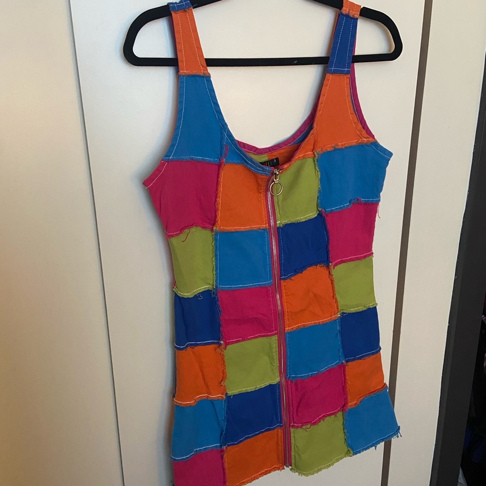 COLORFUL LIFE PATCHWORK MINI DRESS